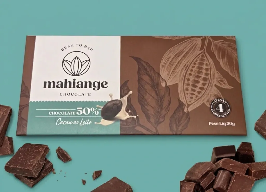 Barra de chocolate Mahiange 50% cacau ao leite